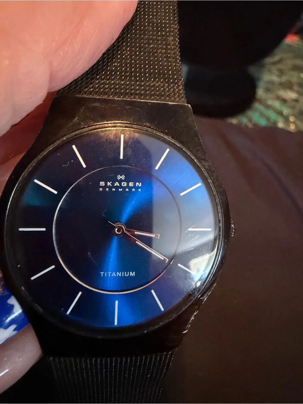 Skagen Black Blue Dial Watch